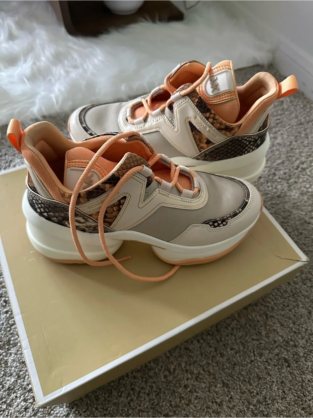 MK Chunky Neutral & Peach Women's Fashion Sneakers
